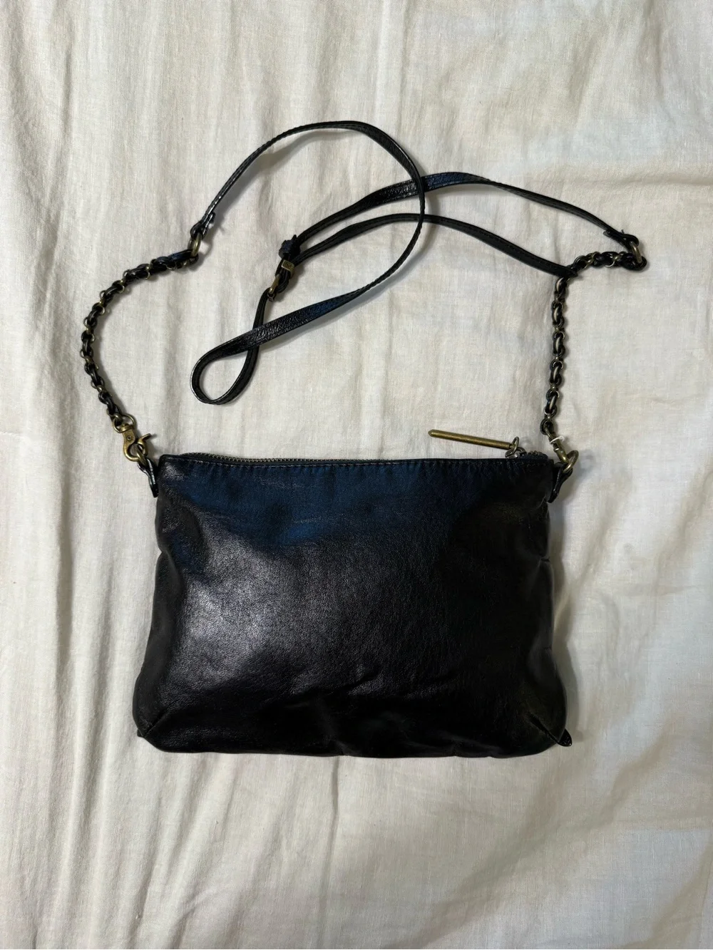 Elliott Lucca Black Woven Leather Crossbody Bag